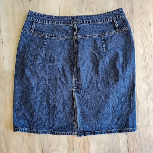 London & London Jean Dark Blue Denim Skirt Classic Blue Denim Skirt Size 18 - Picture 2 of 10